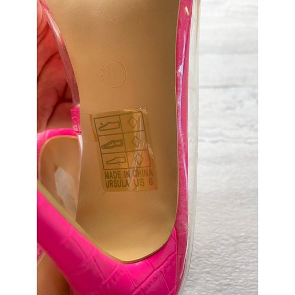 Fashion Nova Clear Neon Pink Pumps Sz 6 - Picture 5 of 5